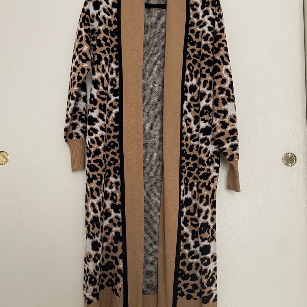 NY&C Leopard Print Long Cardigan